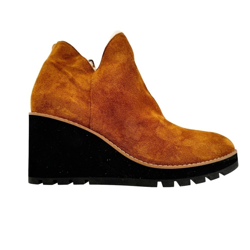 NWT Eileen Fisher Chalet Suede Wedge Bootie Chestnut Size 8.5 - Picture 4 of 14